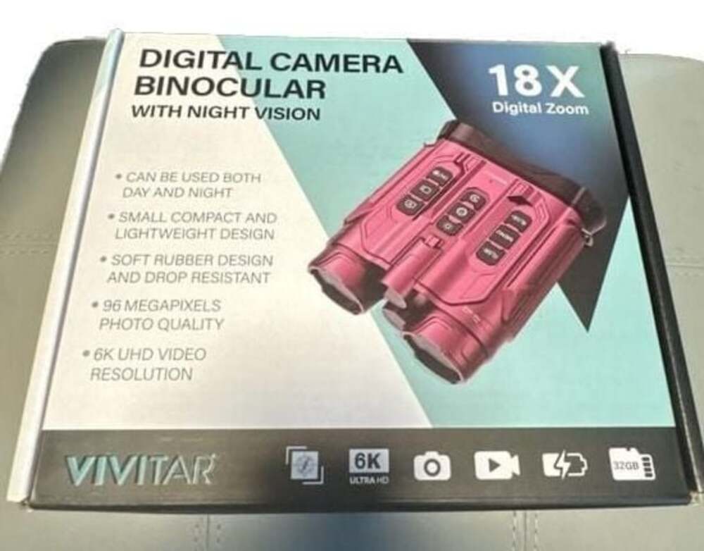 Vivitar Digital Camera Binoculars with Night Vision 18X Digital Zoom Plum